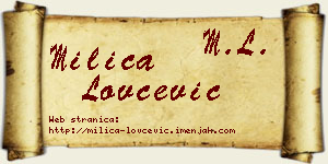 Milica Lovčević vizit kartica